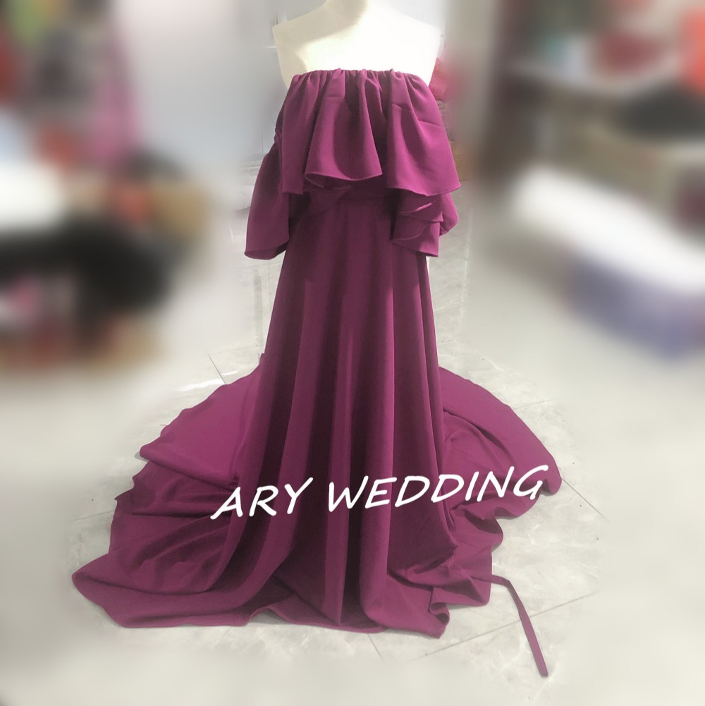 上品！オフショル パーティードレス 紫 ストレッチ生地  2次会/合コン ロングドレス