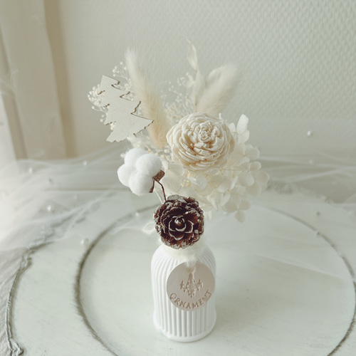 早割クリスマス 選べるアロマストーン花瓶のフラワーアレンジメント