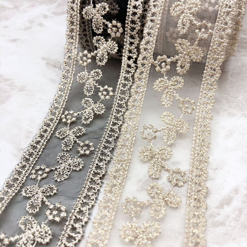 刺繍 レース りぼん リボン 素材 ハンドメイド オーガンジー