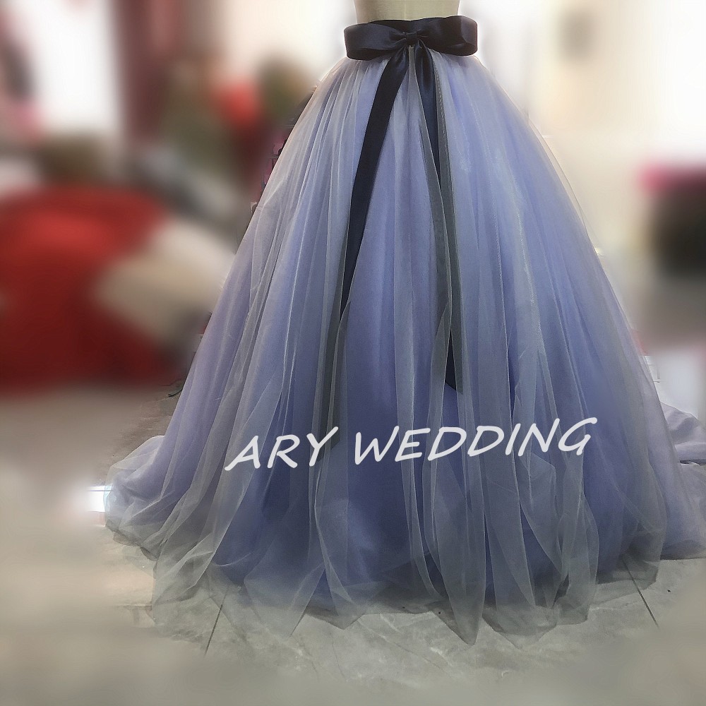 高品質！ベルトリボン付　オーバースカートブルーグレー　ドレスの色直し　ハンドメイド　ウェディング