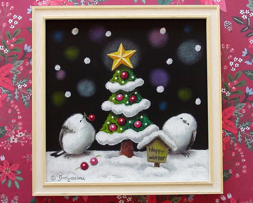 天然石シマエナガクリスマスツリー常夜灯