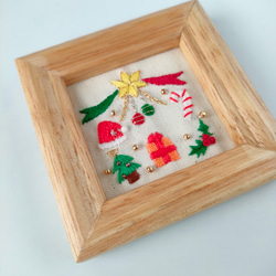クリスマス飾りのミニ刺繍フレーム　壁飾り　インテリア雑貨　オーナメント 9枚目の画像