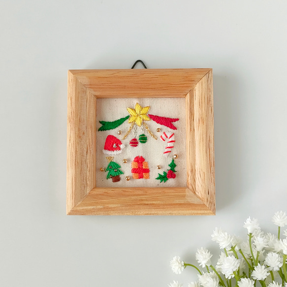 クリスマス飾りのミニ刺繍フレーム　壁飾り　インテリア雑貨　オーナメント 7枚目の画像