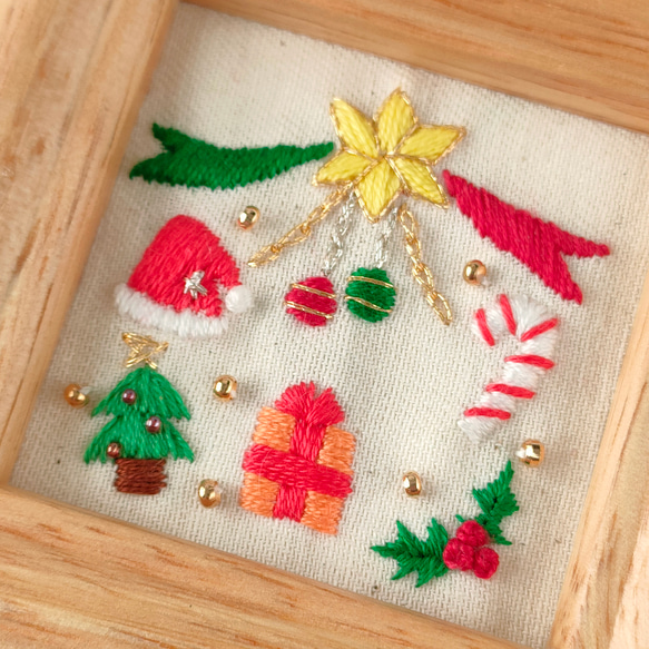 クリスマス飾りのミニ刺繍フレーム　壁飾り　インテリア雑貨　オーナメント 6枚目の画像