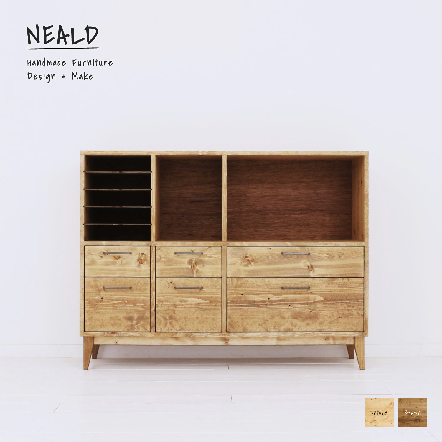 [送料無料] 無垢 ランドセルラック カップボード 食器棚 キャビネット w124 [受注製作] S-15