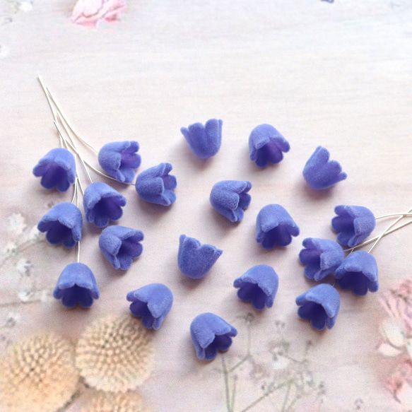オリジナルカラー★すずらんの起毛、スエードビーズ　ブルーパープル 11枚目の画像