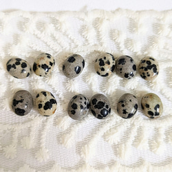 天然石 ダルメシアンジャスパー オーバル カボション 10✕8㍉ 4個 パーツ 2枚目の画像