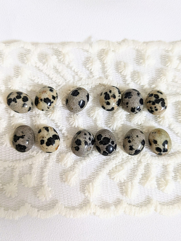 天然石 ダルメシアンジャスパー オーバル カボション 10✕8㍉ 4個 パーツ 2枚目の画像