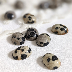 天然石 ダルメシアンジャスパー オーバル カボション 10✕8㍉ 4個 パーツ 4枚目の画像