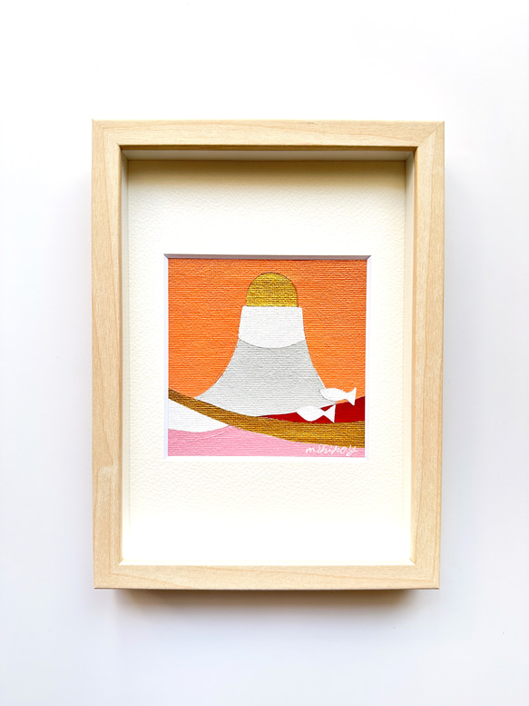 「富士山と跳ねる魚」高画質フォトプリントアート/絵画/北欧モダン／海／夕日 2枚目の画像