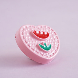 【3個】17mm チューリップのボタン ♡ ピンクのハート　♪入園グッズに♪ 3枚目の画像
