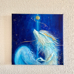 白い龍　アクリル画　原画アート　ポーリングアート 龍神の絵『 白龍 』複製画 大サイズ 白龍の絵 | 幸せの水彩画