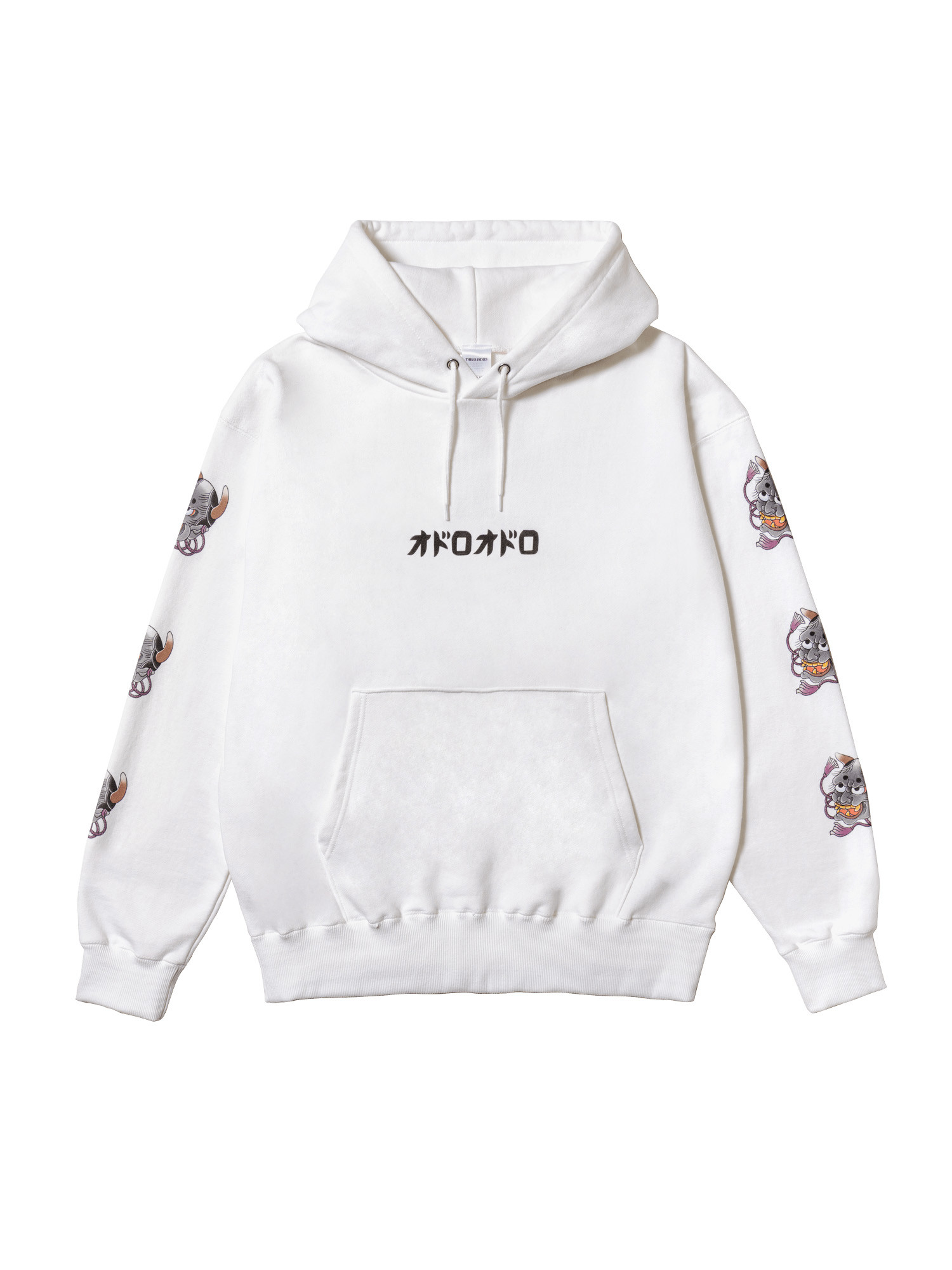 オドロオドロ【般若　type-A】パーカー　スウェット ロンT　ビッグシルエット オーバーサイズ  ホワイト 白
