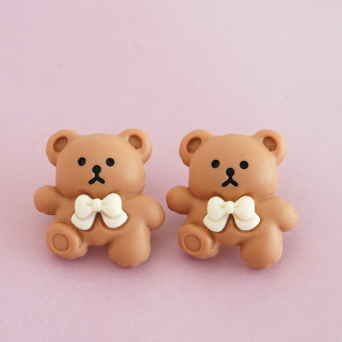 2個】20mm くまちゃんのボタン ブラウン ♪入園グッズに