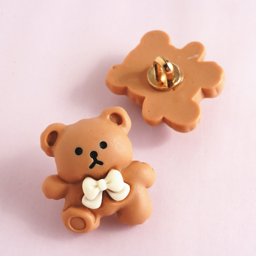 2個】20mm くまちゃんのボタン ブラウン ♪入園グッズに♪ ボタン 