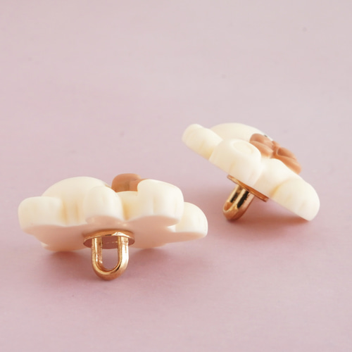 2個】20mm くまちゃんのボタン バニラ ♪入園グッズに♪ ボタン