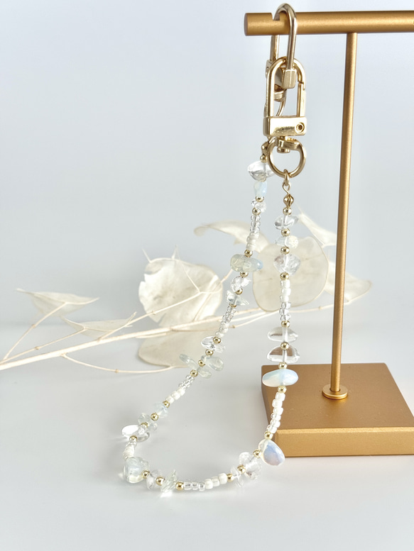 鵝卵石和串珠手鍊 - 蛋白石（手鍊式智慧型手機配件）[補貨] 第3張的照片