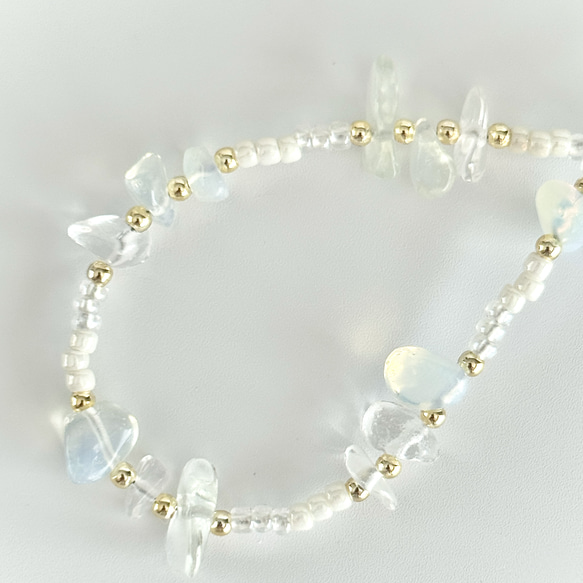 鵝卵石和串珠手鍊 - 蛋白石（手鍊式智慧型手機配件）[補貨] 第7張的照片