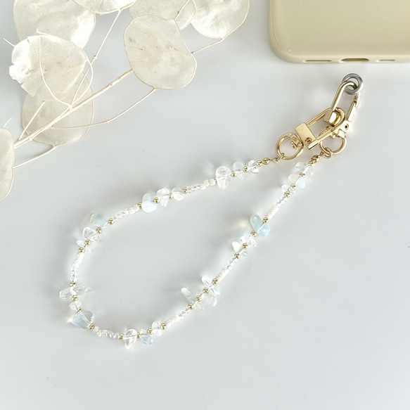 鵝卵石和串珠手鍊 - 蛋白石（手鍊式智慧型手機配件）[補貨] 第1張的照片