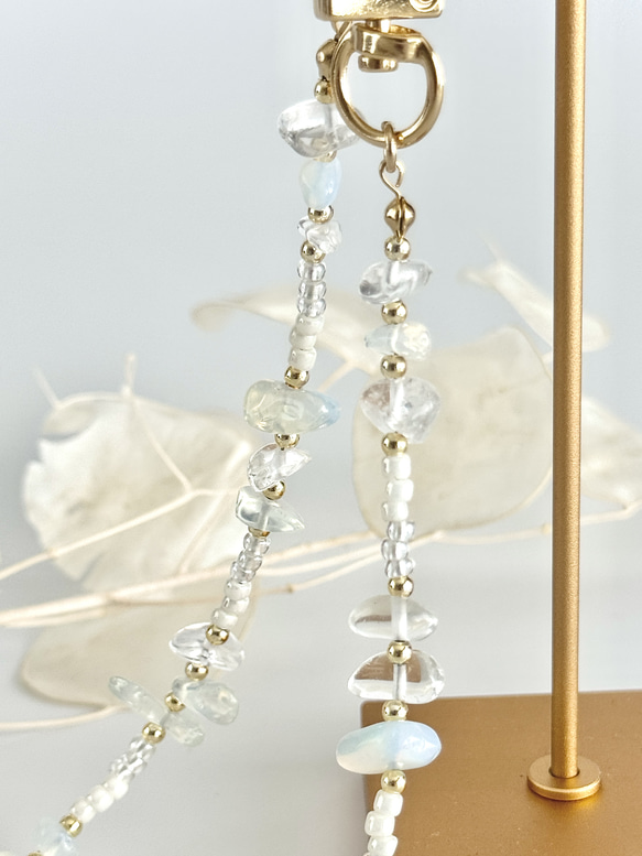 鵝卵石和串珠手鍊 - 蛋白石（手鍊式智慧型手機配件）[補貨] 第4張的照片