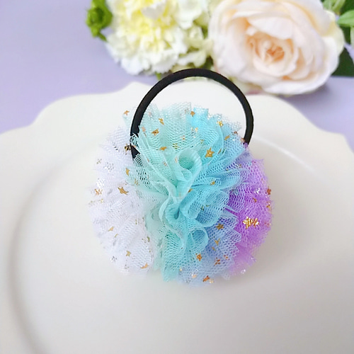 ☆感謝価格☆ヘアリボン♡マーメイド♡ツイン♡ヘアゴム♡マーメイド SALE マーメイド♡ ゆめかわ チュールリボン ポニー用