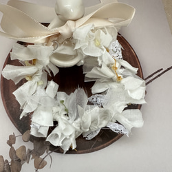 うさぎ用　リボンクラウン　ホワイト　花冠　中 1枚目の画像