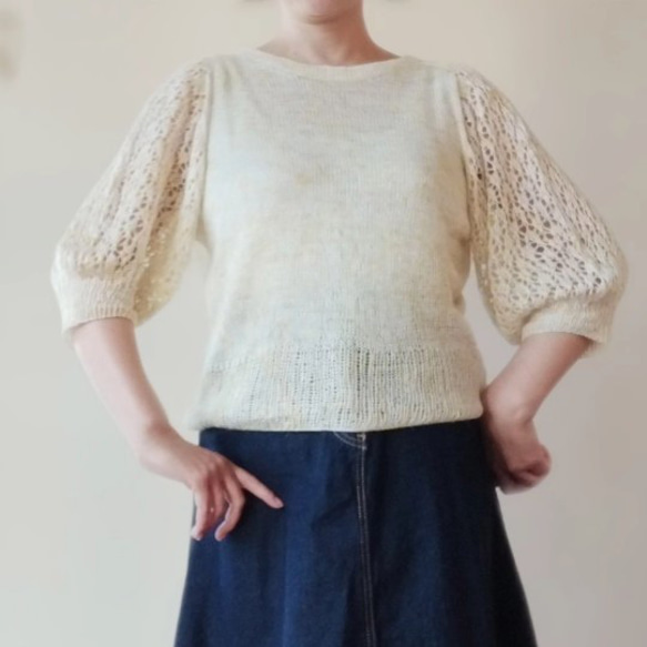Lacy Puff Pullover 印刷文章パターン 11枚目の画像