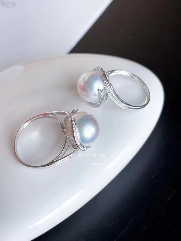 k18白蝶ゴールデンパール天然ダイヤモンドハートピアス