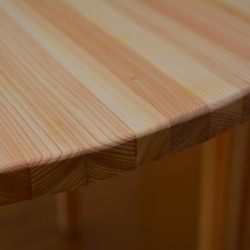 ダイニングテーブル　丸98cm  サークル　無垢のヒノキ　　 5枚目の画像