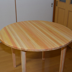 ダイニングテーブル　丸98cm  サークル　無垢のヒノキ　　 3枚目の画像