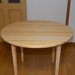 ダイニングテーブル　丸98cm  サークル　無垢のヒノキ　　 2枚目の画像