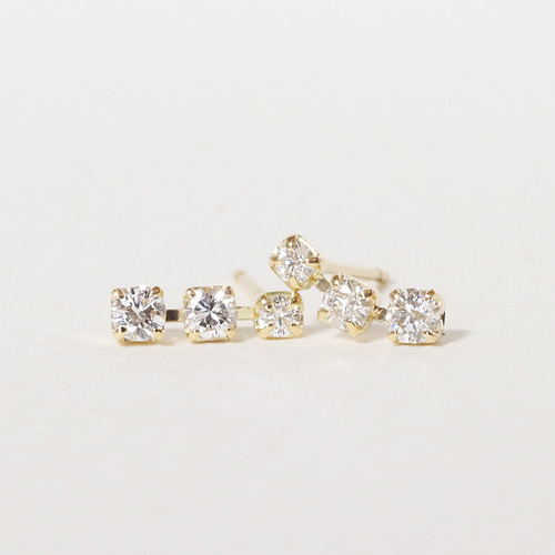 K18 0.20ct グラデーションラインダイヤモンドピアス ゴールド 3