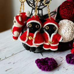 《着せ替え服》ガーランドにも　サンタクロース衣装  コスプレ　クリスマスツリー　あみぐるみ猫 16枚目の画像