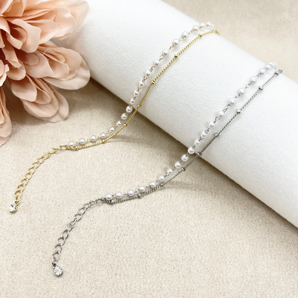 １着でも送料無料 ブレスレット☆パールブレスレット/結婚式/2連タイプ/ゴールドor アクセサリー
