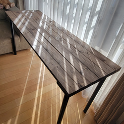 カウンターテーブル ウォールナット 無垢材 アイアン脚 ダイニング