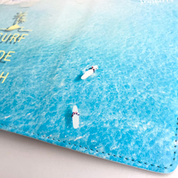 ハワイアン手帳型iphoneケース ブックタイプケース サーフィンの写真 波待ち サーファー 交通系カード入れ 4枚目の画像