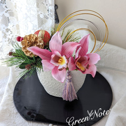 紅白椿♡つる付花器♡アメリカンフラワー♡ディップアート アート