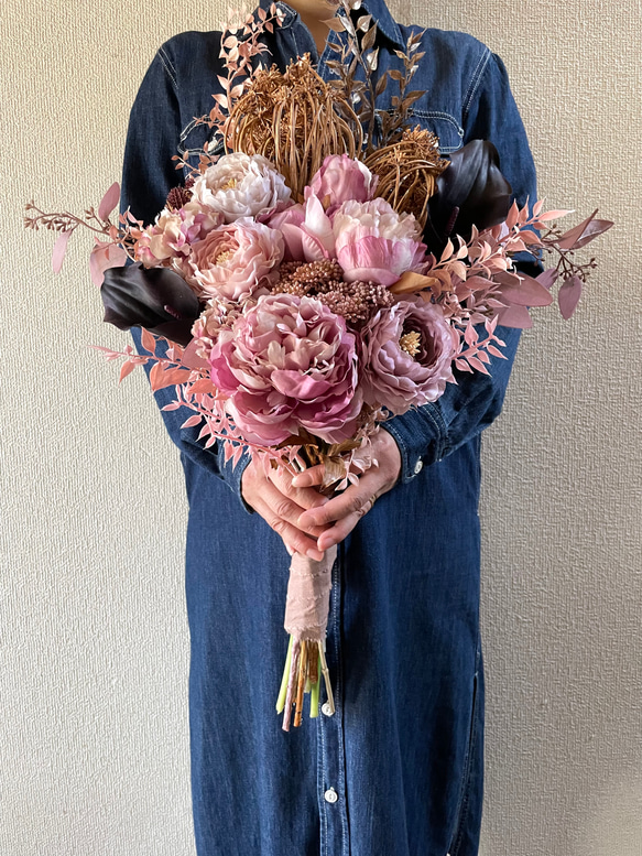 アーティフィシャルフラワーブーケ ブートニア そのまま飾れる花瓶セット-