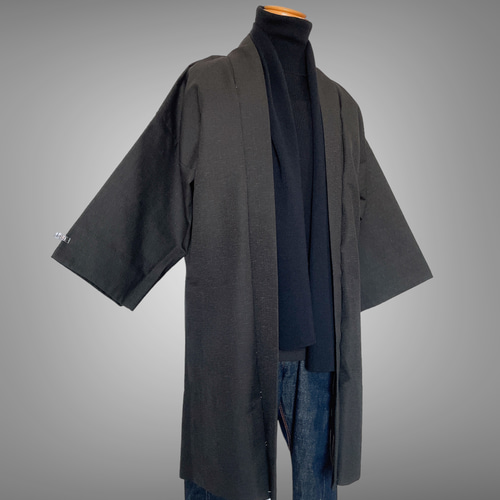 和さくら庵] 羽織 はおり コート メンズ 男性 ベルベット 黒 M L