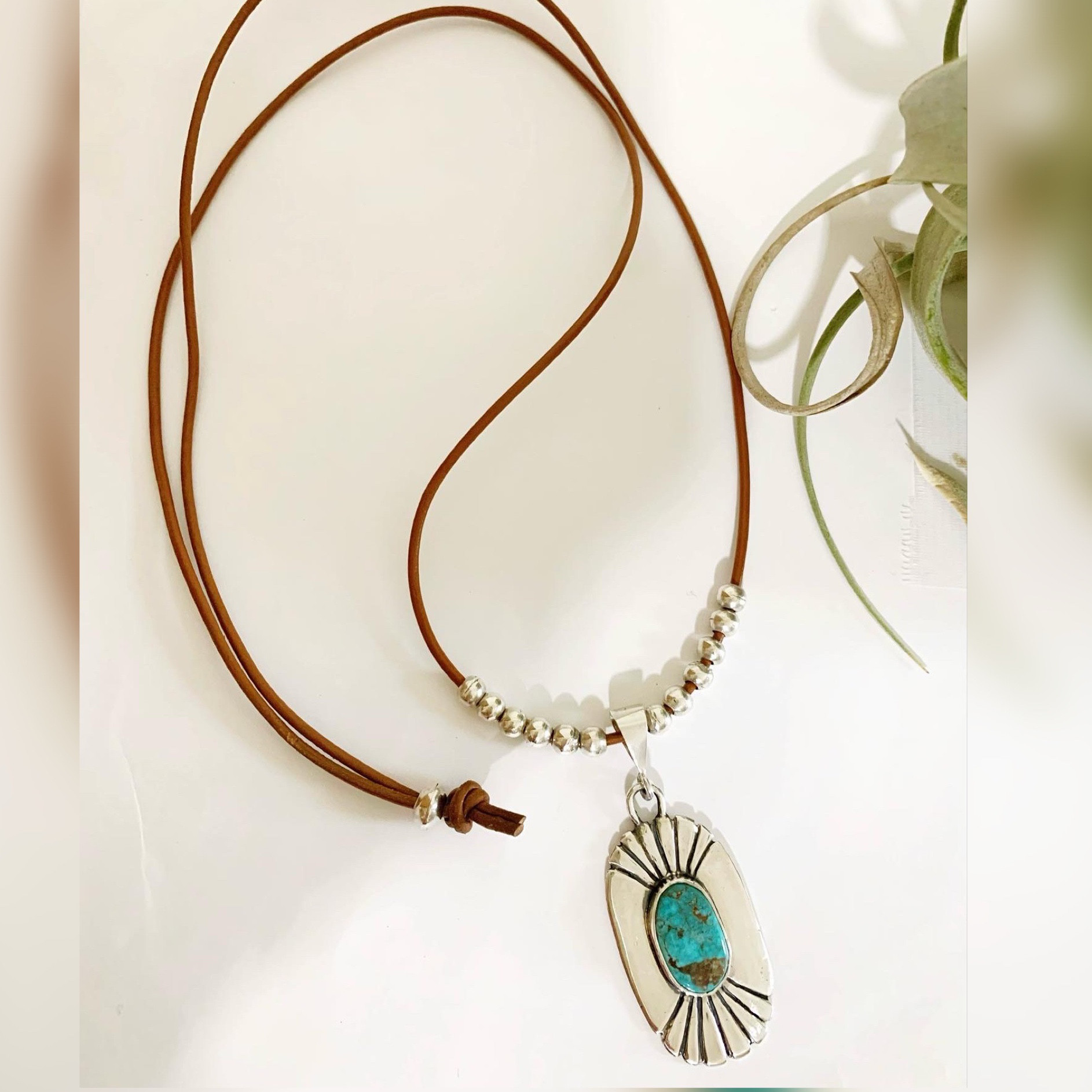 レザーネックレス | ナコザリターコイズ（STB）|Silver950