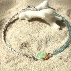 【10月誕生石】Simply Opal Silver Bracelet☆【銀枠】オパール&アパタイト 19枚目の画像