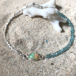 【10月誕生石】Simply Opal Silver Bracelet☆【銀枠】オパール&アパタイト 20枚目の画像