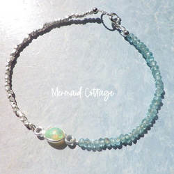 【10月誕生石】Simply Opal Silver Bracelet☆【銀枠】オパール&アパタイト 2枚目の画像