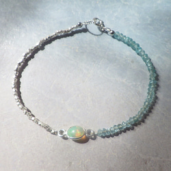 【10月誕生石】Simply Opal Silver Bracelet☆【銀枠】オパール&アパタイト 9枚目の画像