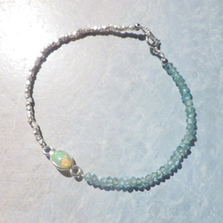 【10月誕生石】Simply Opal Silver Bracelet☆【銀枠】オパール&アパタイト 6枚目の画像