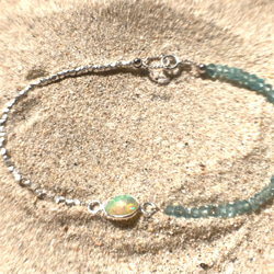 【10月誕生石】Simply Opal Silver Bracelet☆【銀枠】オパール&アパタイト 15枚目の画像