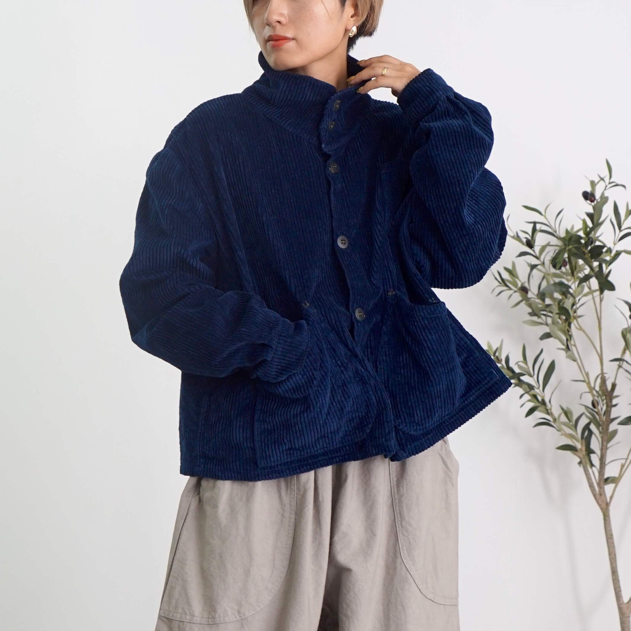 bargiee ブルゾン 春 秋 アウター ジャケット コーデュロイ襟 ネイビー bargiee ブルゾン 春 秋 アウター ジャケット コーデュロイ襟 ネイビー