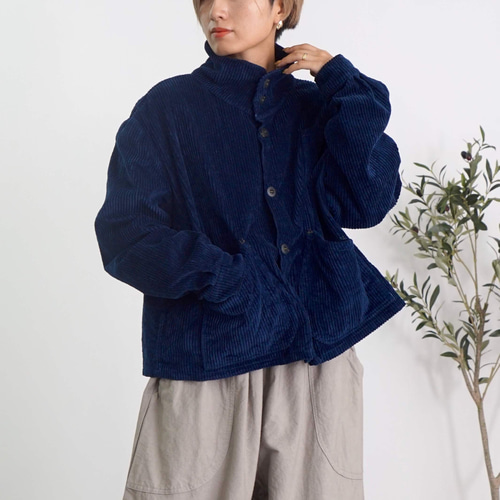 コーデュロイえりがわりブルゾン/ネイビー/遠州織物 ジャケット UZUiRO