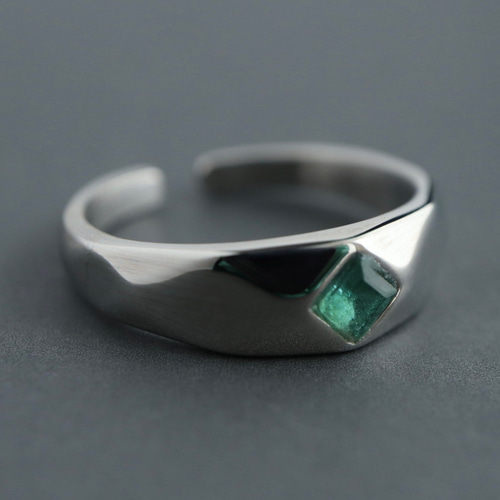 トルコ製 925silver 天然石エメラルド リング New『エメラルド』の世界でひとつの天然石リングsilver925 +