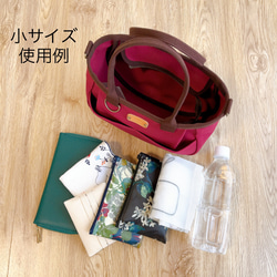 ♥️小♥️ウール混　チェック×茶帆布　ころりんバッグ　ショルダー　トートバッグ　秋冬　3WAY ポシェット　柄　紺 7枚目の画像